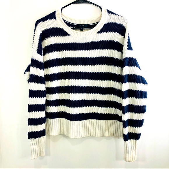 J. Crew Sweaters - J CREW BLUE WHITE STRIPE SWEATER